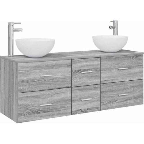  Set ormarića za kupaonicu 3 kom. Siva Sonoma 49,5 x 41 x 64,5 cm Slike