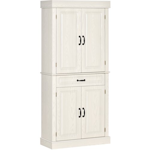 HOMCOM Kuhinjska kredenca z 2 omarama in predalom, lesena enota za shrambo v kolonialnem slogu, 80x35x180 cm, bela, (20754079) Cene