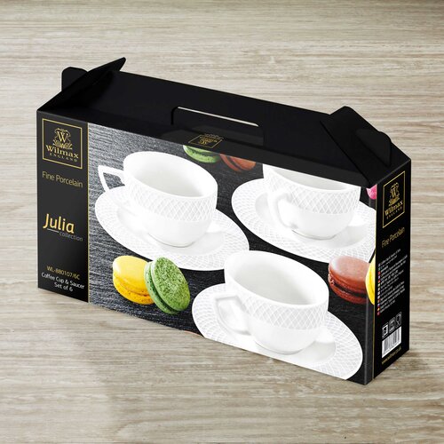  Set 6 Skodelic in Podstavkov za Kavo Julia, Porcelan, 90ml Cene