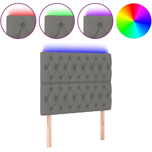 VidaXL LED posteljno vzglavje temno sivo 100x7x118/128 cm blago Slike