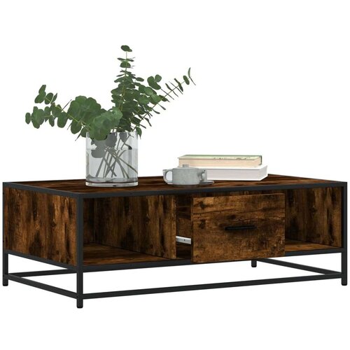  Stolić za kavu boja hrasta 100x57x35 cm od drva i metala Slike