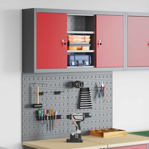  Set ormara za alate 3 pcs Crvena Čelik s prahom premazan Cijene