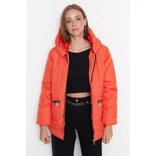 Trendyol Orange Oversize Hooded Inflatable Coat