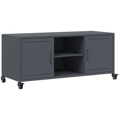 Maison Chic TV omarica - TV stojalo - Televizijska omarica antracitna 100,5x39x43,5 cm jeklo, (21699641) Slike