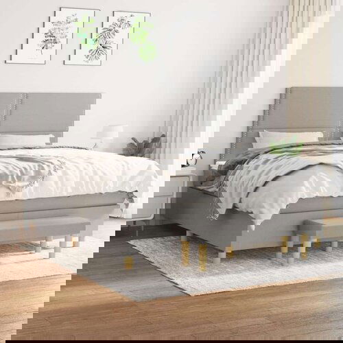  Box spring postelja z vzmetnico svetlo siva 180x200 cm blago, (20899092) Cene