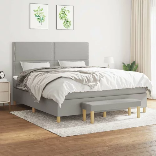  Box spring postelja z vzmetnico svetlo siva 180x200 cm blago, (20899092)