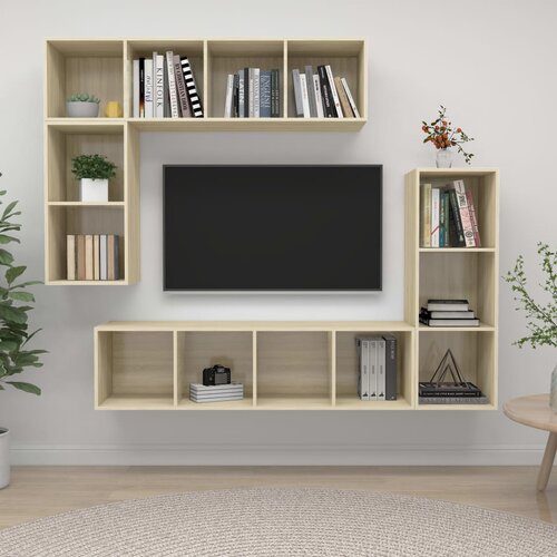  4-dijelni set TV ormarića boja hrasta sonome konstruirano drvo Slike