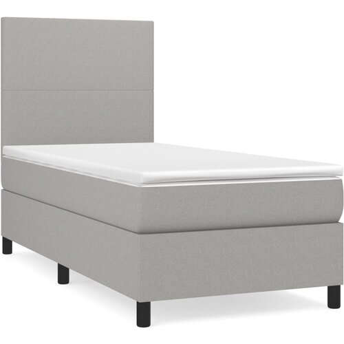 Box spring krevet s madracem svjetlosivi 90x190 cm od tkanine Slike