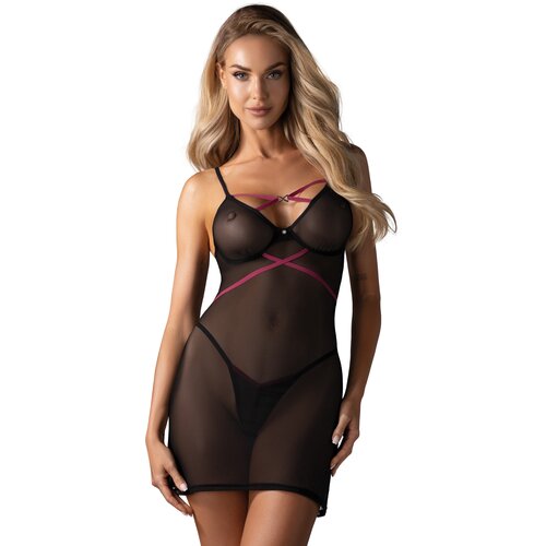 Obsessive Novenes Chemise &amp;amp; Thong Black XS/S Slike