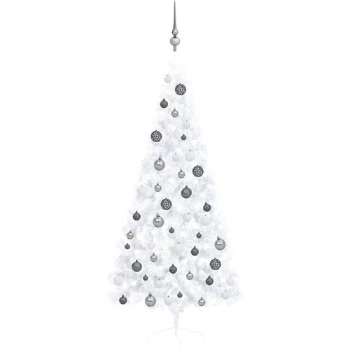 vidaXL umjetna polovica božićnog drvca LED s kuglicama bijela 180 cm