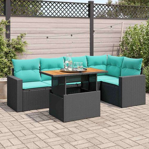 vidaXL Vrtna garnitura - 6-dijelni set vrtnih sofa s jastucima crni od poliratana - Crna 1 Cene