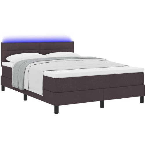 vidaXL Box Spring Postelja z Blazino & LED Temno Rjava 140x190 cm Tkanina, (22067076) Cene