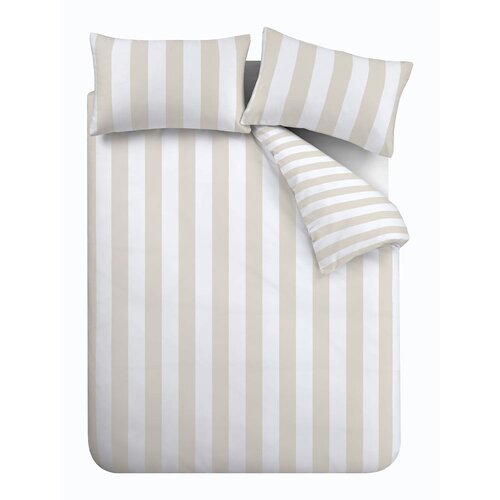 Catherine Lansfield Bela/bež posteljnina za zakonsko posteljo/podaljšana 230x220 cm Cove Stripe – Cene