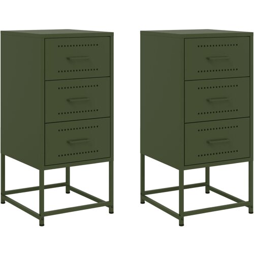 Maison Chic Dvo delni komplet Nočne omarice - Nočne mize olivno zelena 36x39x78 cm jeklo, (21690073) Cene