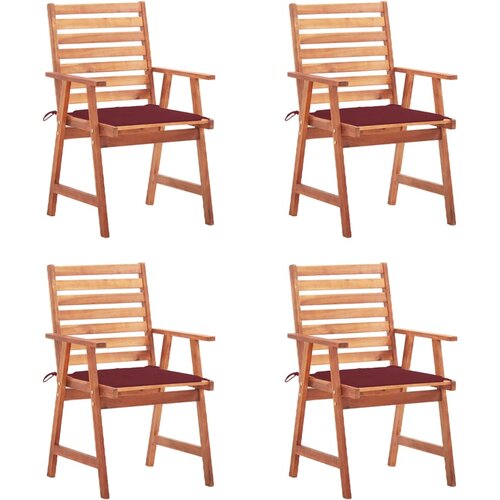  Zunanji jedilni stoli 4 kosi z blazinami trden akacijev les Slike