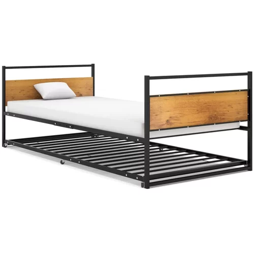  kreveta na razvlačenje crni metalni 90 x 200 cm