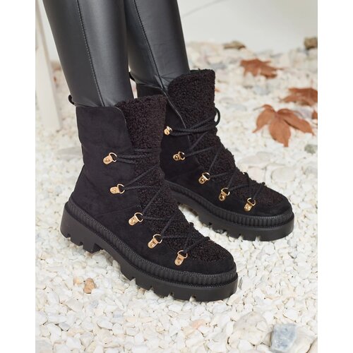 Resti Black women's insulated trapper boots with sheepskin Lery Walk Cene