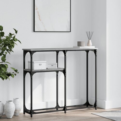 VidaXL Konzolna mizica siva sonoma 90x22,5x75 cm inženirski les Slike