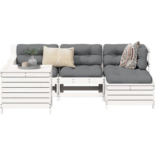 vidaXL 5-dijelni set vrtnih sofa bijeli od masivne borovine Cijene