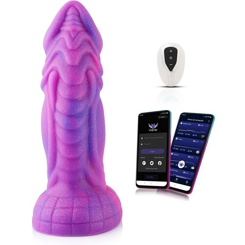 HiSmith WDA001-M Wildolo Ardoris Monster Dildo 10 Vibration Modes &amp;amp; Wireless App Suction Cup 8&amp;quot; Purple-Pink Slike