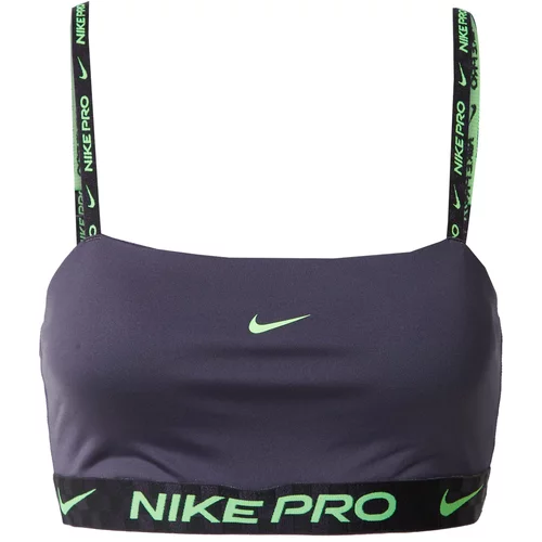 Nike Športni nederček temno siva / neonsko zelena / črna