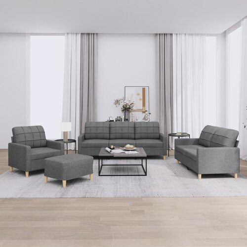  4-dijelni set sofa s jastucima tamnosivi od tkanine Cene