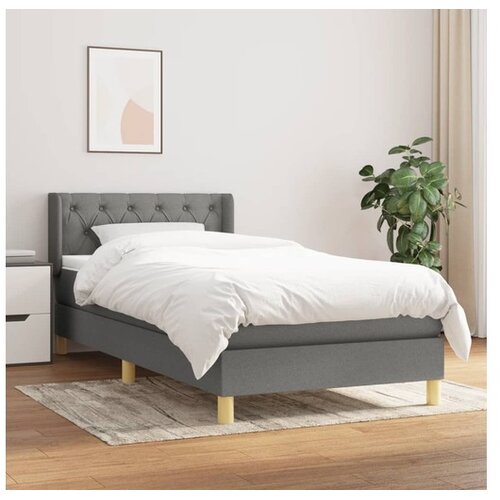  Box spring postelja z vzmetnico temno siva 80x200 cm blago Cene