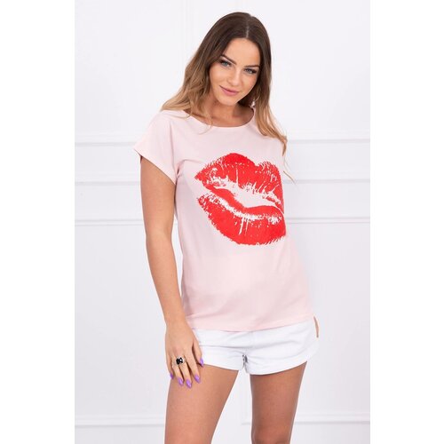 Kesi Blouse with lip print powder pink Cijene