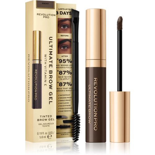 Revolution Ultimate Brow Gel fiksacijski gel za obrvi odtenek Ultimate Ebony 5,8 g Slike