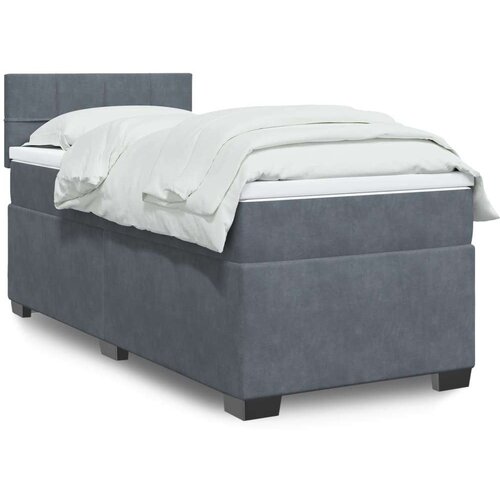 vidaXL Box spring postelja z vzmetnico temno siv 90x190 cm žamet Cene