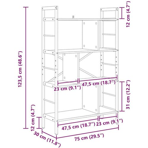  Polica Dimljeni hrast 75 x 30 x 123 5 cm Konstruirano drvo Slike