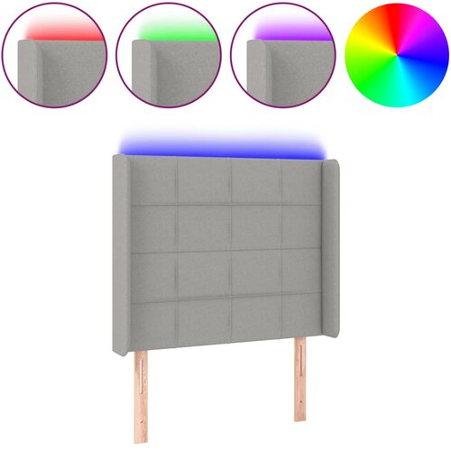 VidaXL LED posteljno vzglavje svetlo sivo 93x16x118/128 cm blago, (20793553) Slike