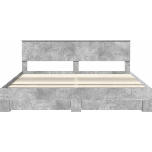  Krevetna konstrukcija s ladicama Betonski sivi 200 x 200 cm Slike