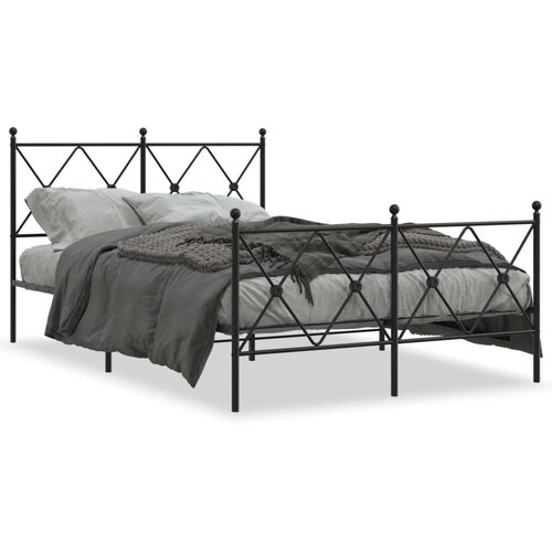 Metalni okvir kreveta uzglavlje i podnožje crni 120x190 cm Slike