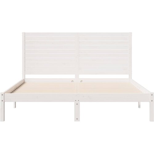  Dugi okvir kreveta bez madraca bijeli 140 x 210 cm masivno drvo Slike