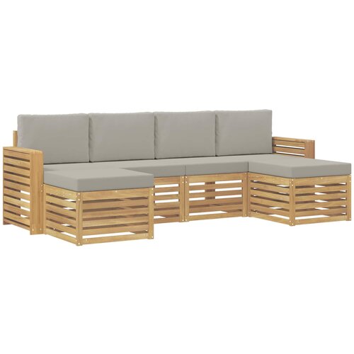  Set vanjskih sofa 6 kom. Bijela i svjetlosiva Poliester Smeđa 257 x 122,5 x 73 cm Slike