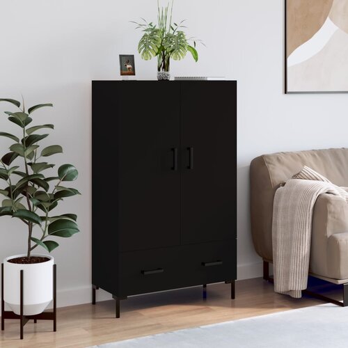 VidaXL Visoka omara črna 69,5x31x115 cm inženirski les Slike