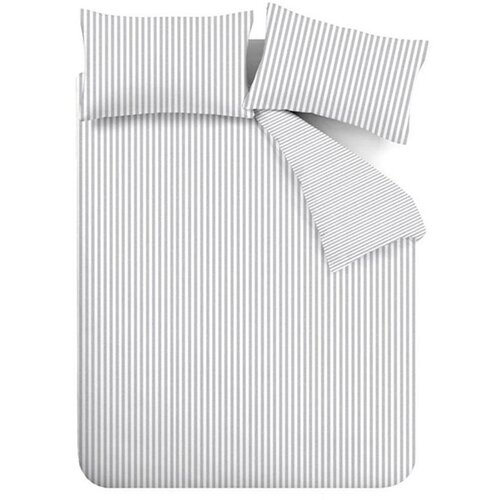 Catherine Lansfield Siva enojna flanelna posteljnina 135x200 cm Stripe – Cene