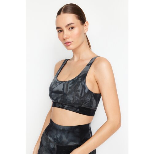 Trendyol Anthracite Brushed Soft Fabric Supported/Shaping Printed Knitted Sports Bra Cene