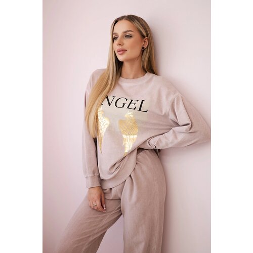 Kesi Włoski Włoski Cotton set Angel sweatshirt + pants powder pink Cijene