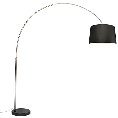 QAZQA Obločna svetilka jeklena tkanina senčnik črna 45 cm - XXL Cene