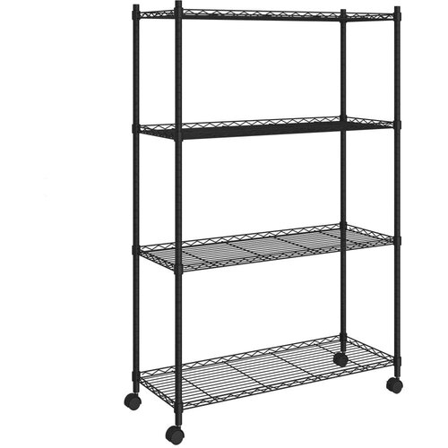 vidaXL 4-nadstropni regal s kolesi 90x35x142 cm črn 200 kg Cene