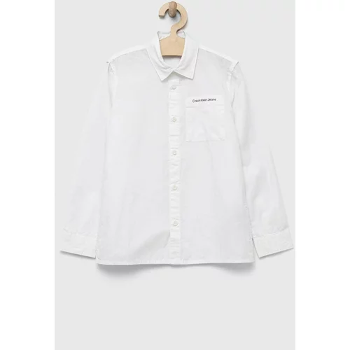 Calvin Klein Jeans Bombažna srajca bela barva