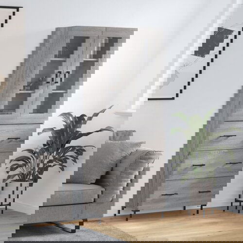 vidaXL Visoka komoda siva sonome 69 5x34x180 cm od konstruiranog drva Cijene