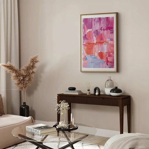  Plakat Colorful Strokes - intense shades of pink and purple on canvas 42x29.7 Cijene