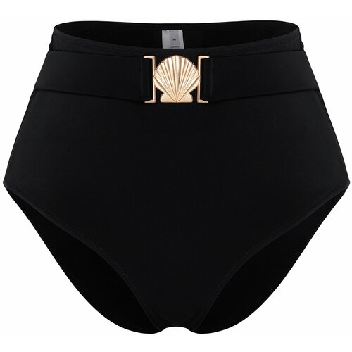 Trendyol Black Flat High Waist Regular Bikini Bottom with Accessories Cene