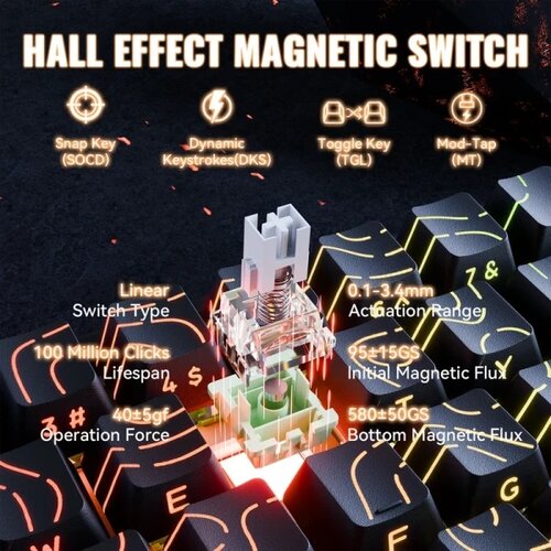Attack Shark Gaming tastatura X68MAX Magnetic Switches/RT/SnapTap/DKS/MT/TGL/Aluminium/Black cont Slike