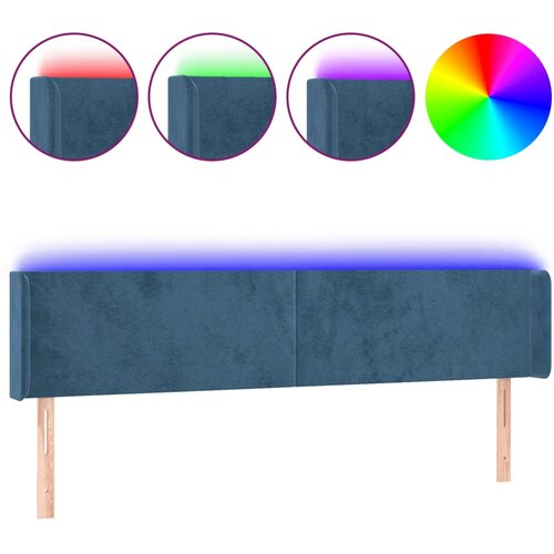 Maison Chic led posteljno vzglavje - vzglavna omarica - nočna omarica temno modro 163x16x78/88 cm žamet, (21712435) Slike