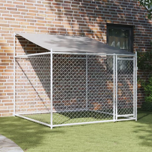  Kavez za pse s krovom i vratima sivi 2x2x2 m pocinčani čelik