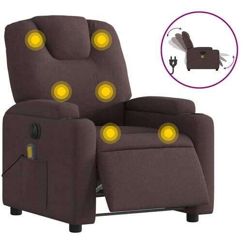 Maison Chic Električni masažni naslanjač - Relax naslanjač temno rjavo blago, (22134739) Cene